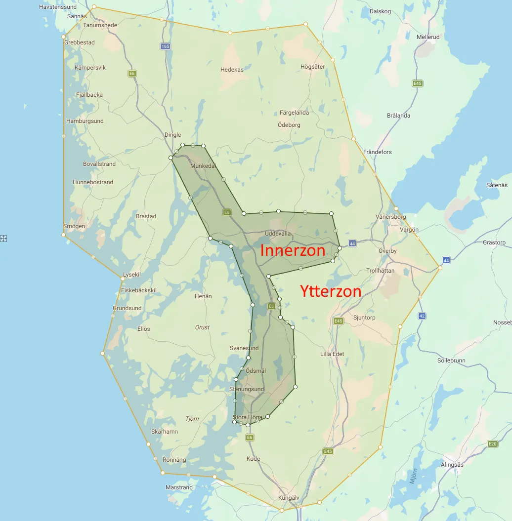 Zoner på kartan